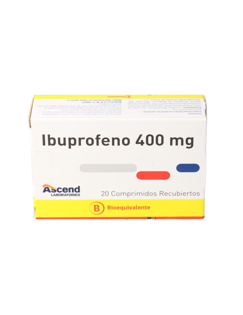 IBUPROFENO 400MG 20 COMPRIMIDOS RECUBIERTOS  BIOEQUIVALENTE  LAB.ASCEND CENABAST