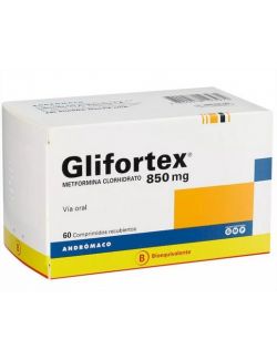 METFORMINA GLIFORTEX 850MG CAJA 60 COMPRIMIDOS BIOEQUIVALENTE LABORATORIO ANDROMACO