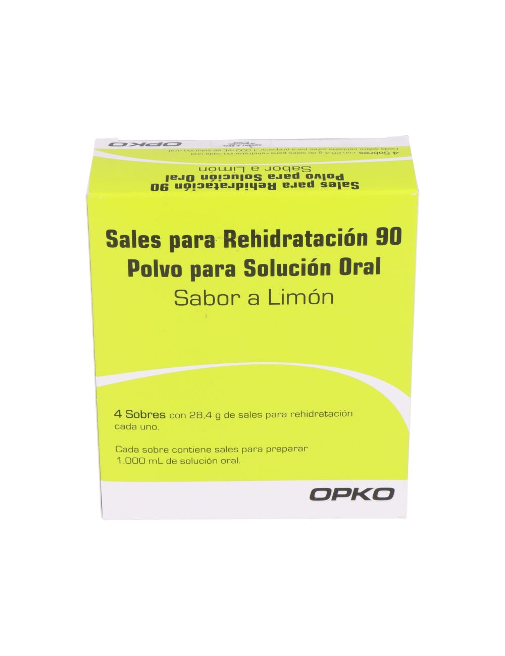 SALES REHIDRATANTES SALES PARA REHIDRATACION 90 MEQ SODIO/LT POLVO PARA SOLUCION ORAL SABOR LIMON 4 SOBRES OPKO